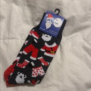NWT - Festive Santa Socks - Black and Red